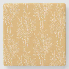 Tossed Floral Silhouette Botanical | Muted Ochre Stenen Onderzetter