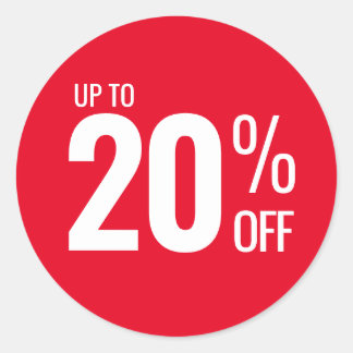 Tot 20% korting op (Twintig) verkoop kleinhandel Ronde Sticker
