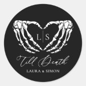 Tot de dood Chic Modern Gotisch Bruiloft Ronde Sticker (Voorkant)