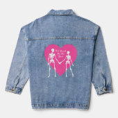 Tot de dood Doe ons deel skelet & roze hart Denim Jacket (Achterkant)