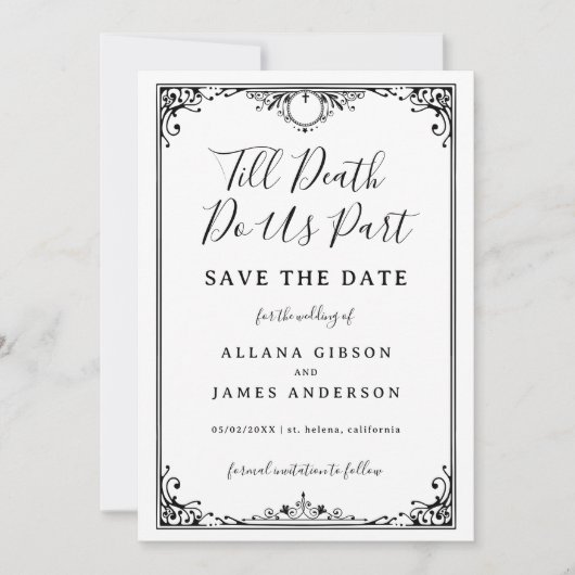 Tot de dood Doe ons deel Tarot Bruiloft Save the D Date (Voorkant)