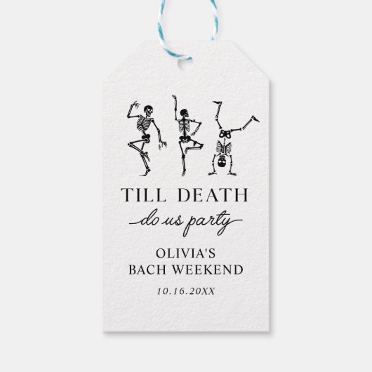 Tot de dood, doe ons feest vrijgezellenweekend cadeaulabel (Achterkant)