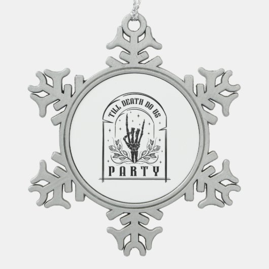 Tot de dood Doe ons Feestgeschenken Retro Bachelor Tin Sneeuwvlok Ornament (Voorkant)