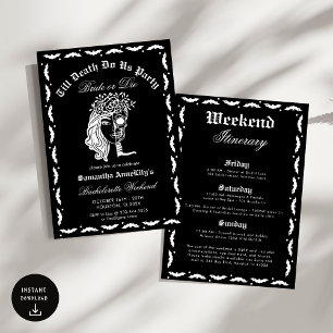 Tot de dood doen ons feest schedel vrijgezellenfee kaart
