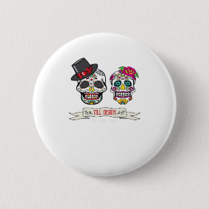 Tot de dood doen ons schedel bruid en bruidegom Pr Ronde Button 5,7 Cm