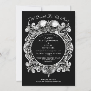 Tot de Dood Gothic Schedels Monogram Verloving Fee Kaart