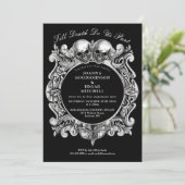 Tot de dood Gothic Skulls Monogram Engagement Part Kaart (Staand voorkant)