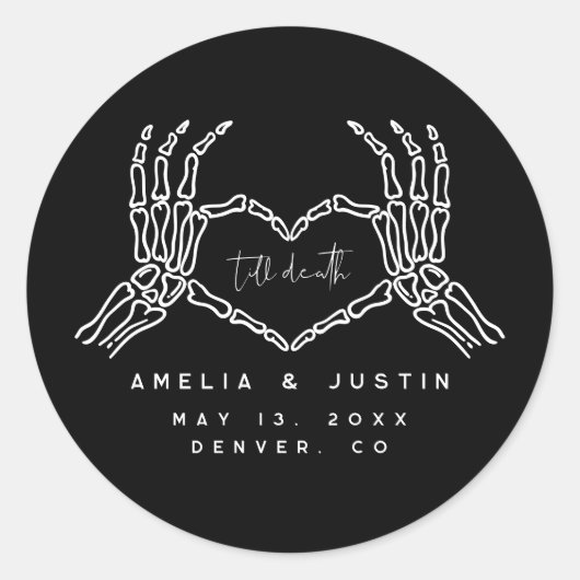 Tot de dood Halloween bruiloft gunst Stickers (Voorkant)