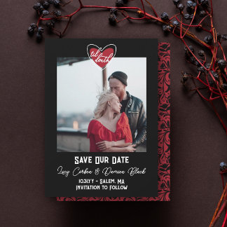 Tot de Dood Hart Foto Bloemig Goth Huwelijk Save The Date