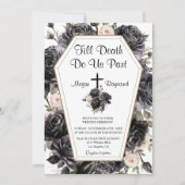 Tot de dood | Kist Gothic Bruiloft Zwart Rozen Kaart (Voorkant)