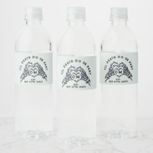 Tot de dood maken we deel skeletten gotische bruil waterfles etiket
