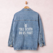Tot de dood ons deel aangepaste skelet bruiloft denim jacket (Hangar)