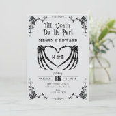 Tot de dood ons deel gothic schedel bruiloft kaart (Staand voorkant)