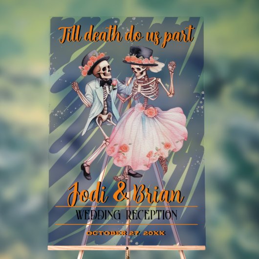 Tot de dood ons deel Halloween bruiloft Acryl Bord (Neutraal)