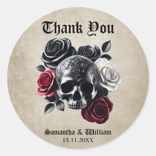 Tot de dood ons deel Halloween bruiloft Ronde Sticker (Voorkant)