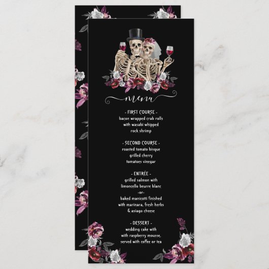 Tot de dood ons deel, skelet bruid bruidegom Menu (Voorkant / Achterkant)