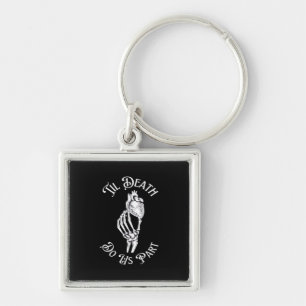 Tot de dood ons deel skelet hand houden anatomie sleutelhanger