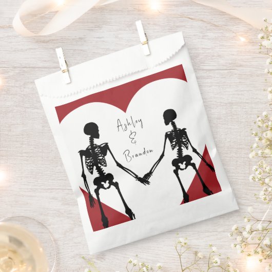 Tot de dood ons deel Skeleton Weddenschap Rood Bedankzakje (Geknipt)