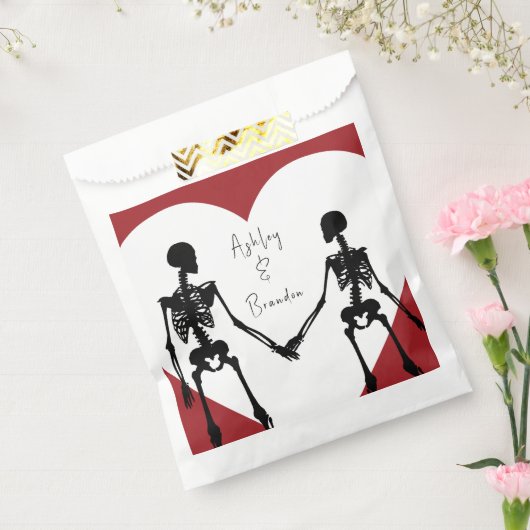 Tot de dood ons deel Skeleton Weddenschap Rood Bedankzakje (Gezegeld)