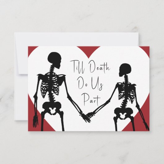 Tot de dood ons deel Skeleton Wedding Red RSVP (Voorkant)