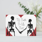 Tot de dood ons deel Skeleton Wedding Red RSVP (Staand voorkant)
