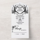 Tot de dood ons deeltje gotisch skelet bruiloft all in one uitnodiging (Binnen)