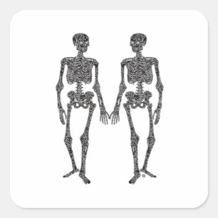 Tot de dood ons scheidt 2 Skeletten Klassiek Vierkante Sticker