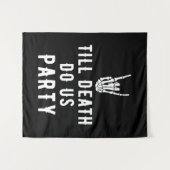 Tot de dood ons scheidt achtergrond skelet zwart wandkleed (Voorkant (horizontaal))