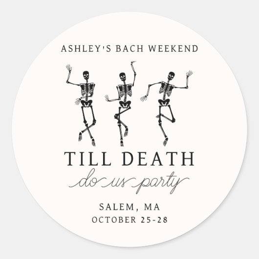 Tot de Dood Ons Scheidt Bachelorette Weekend Ronde Sticker (Voorkant)