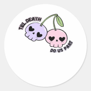 Tot de dood ons scheidt - Cute Goth Schedel Design Ronde Sticker
