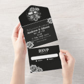 Tot de dood ons scheidt doodshoofd koppige rozen all in one uitnodiging (Afscheurbaar)