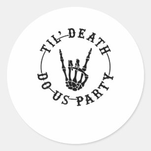 Tot de Dood Ons Scheidt Feest Skelet Hand Gotische Ronde Sticker