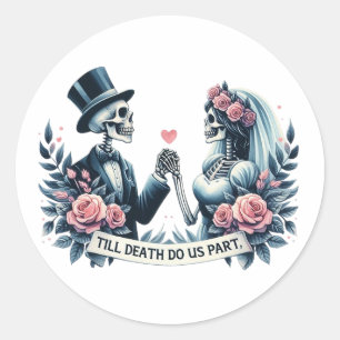 "Tot de dood ons scheidt" Gotische bruiloft Ronde Sticker