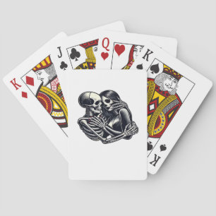 Tot de dood ons scheidt - Gotische skeletkoppel ku Pokerkaarten
