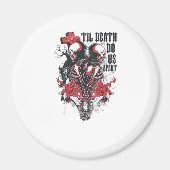 Tot de dood ons scheidt – Minimalistische skeletku Magneet (Voorkant)