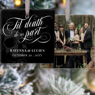Tot de dood ons scheidt Schedel Goth Huwelijk Foto Keramisch Ornament