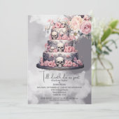 Tot de dood ons scheidt schedel trouwtaart kaart (Staand voorkant)