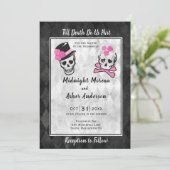 Tot de dood ons scheidt Schedels Hoed en Bloemen Kaart (Staand voorkant)