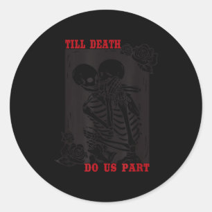 Tot de dood ons scheidt Skelet Echtpaar Bruiloft Ronde Sticker