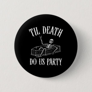 Tot de dood ons scheidt Skelet Halloween Bruid Tro Ronde Button 5,7 Cm