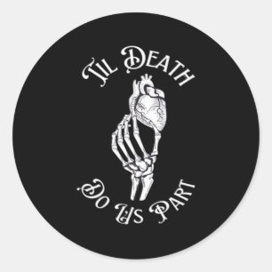 Tot de dood ons scheidt Skelet Hart Artistiek Ronde Sticker