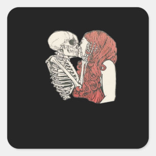 Tot de Dood Ons Scheidt Skelet Kunst Klassieker Vierkante Sticker