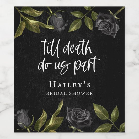 Tot de dood ons scheidt Zwarte Roos Bruidsfeest Wijn Etiket (Enkel label)