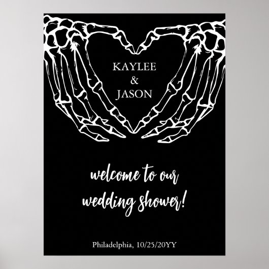 Tot de dood Skeleton handen Couples douche welkom Poster (Voorkant)
