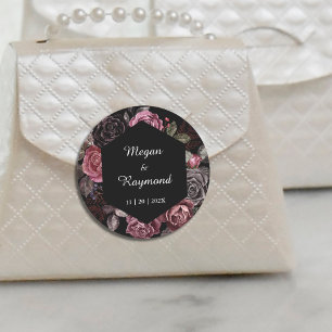 Tot de dood Zwart Gotisch Donker Bloemen Bruilof Ronde Sticker