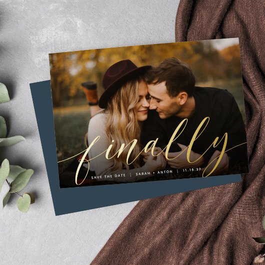 Tot slot | Volledige foto slaat de datum op Folie Uitnodiging