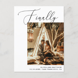 Tot slot. Zwarte en witte elegant sparen de Datum Aankondigingskaart