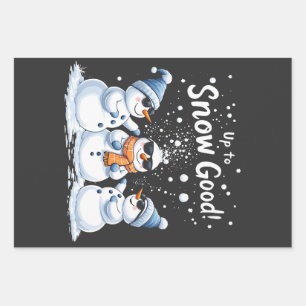 Tot Sneeuw Goede Grappige Sneeuwman Kerstmis Inpakpapier Vel
