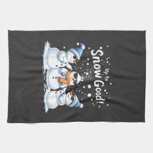 Tot Sneeuw Goede Grappige Sneeuwman Kerstmis Theedoek