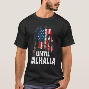 Tot Valhalla Skull Usa vlag Viking Nordic Mytho T-shirt